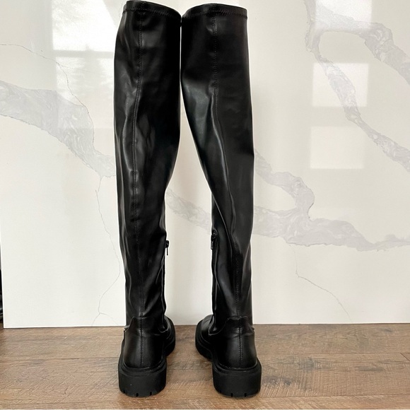 Zara Over the Knee Tall Lug Sole Boots Black Size 40 (US 9) - Picture 7 of 14